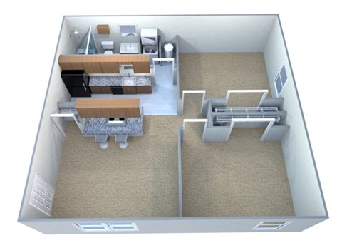 a floor plan of a house with a bedroom and a living room